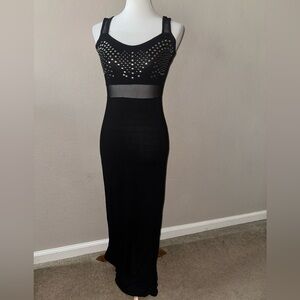 Chic Black Maxi Dress with Studded Bodice